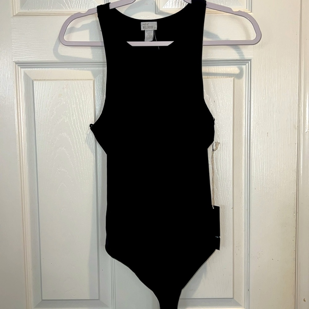 West Of Melrose NWT High Sleek Black Neck Bodysuit. Size Medium MRP $25